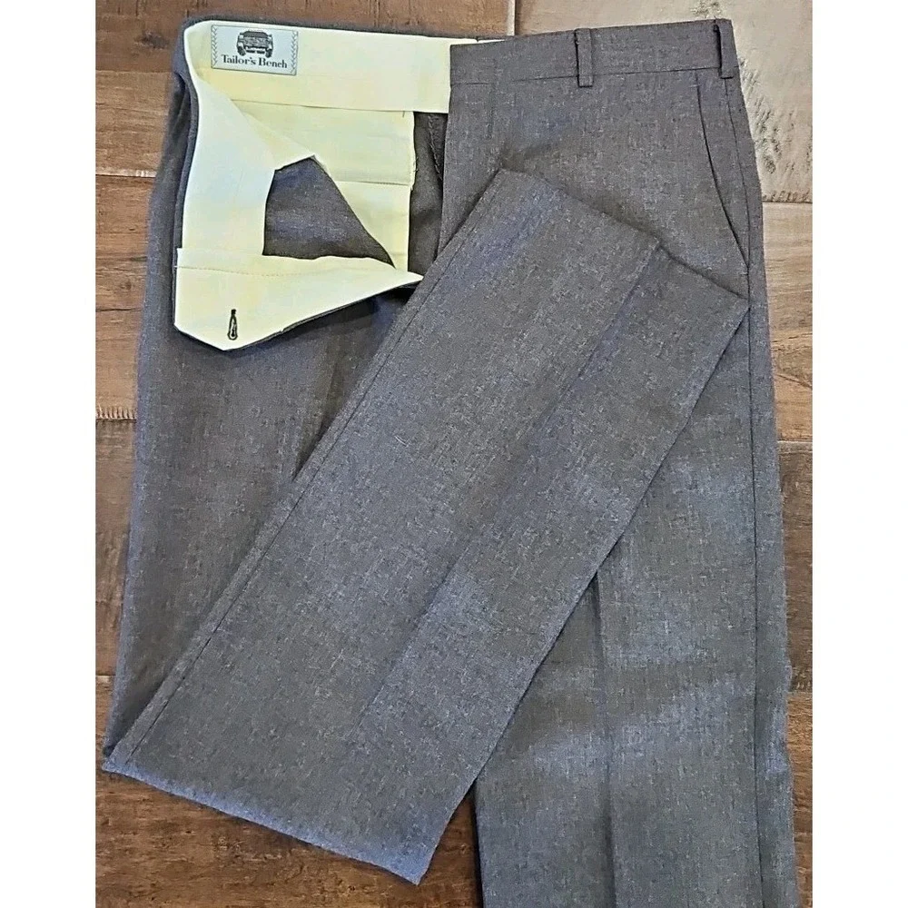 Vintage 1970s Mens TAILOR'S BENCH Dress Pants Disco Mode Wool 34×34 Preppy!